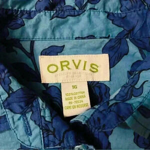 Orvis sports traditions blue‎ purple floral print button down shirt cotton 16